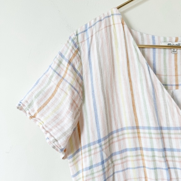 Madewell Linen Blend Clara Pastel Plaid Midi Dress M - Picture 6 of 10